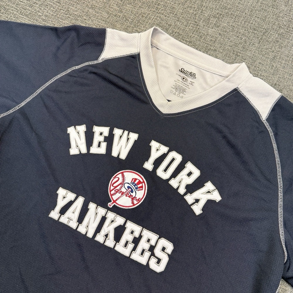 New York Yankees Stitches Jersey Mens 2XL Blue MLB Baseball Shirt